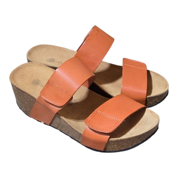 Lola Sabbia for Eric Michael Wedge Sandals Orange 38/8.5 - Picture 3 of 7